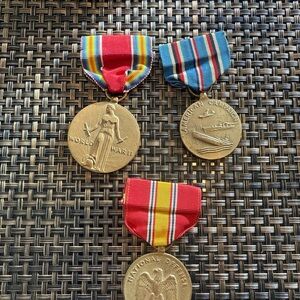 Vintage Military Medals with Ribbons